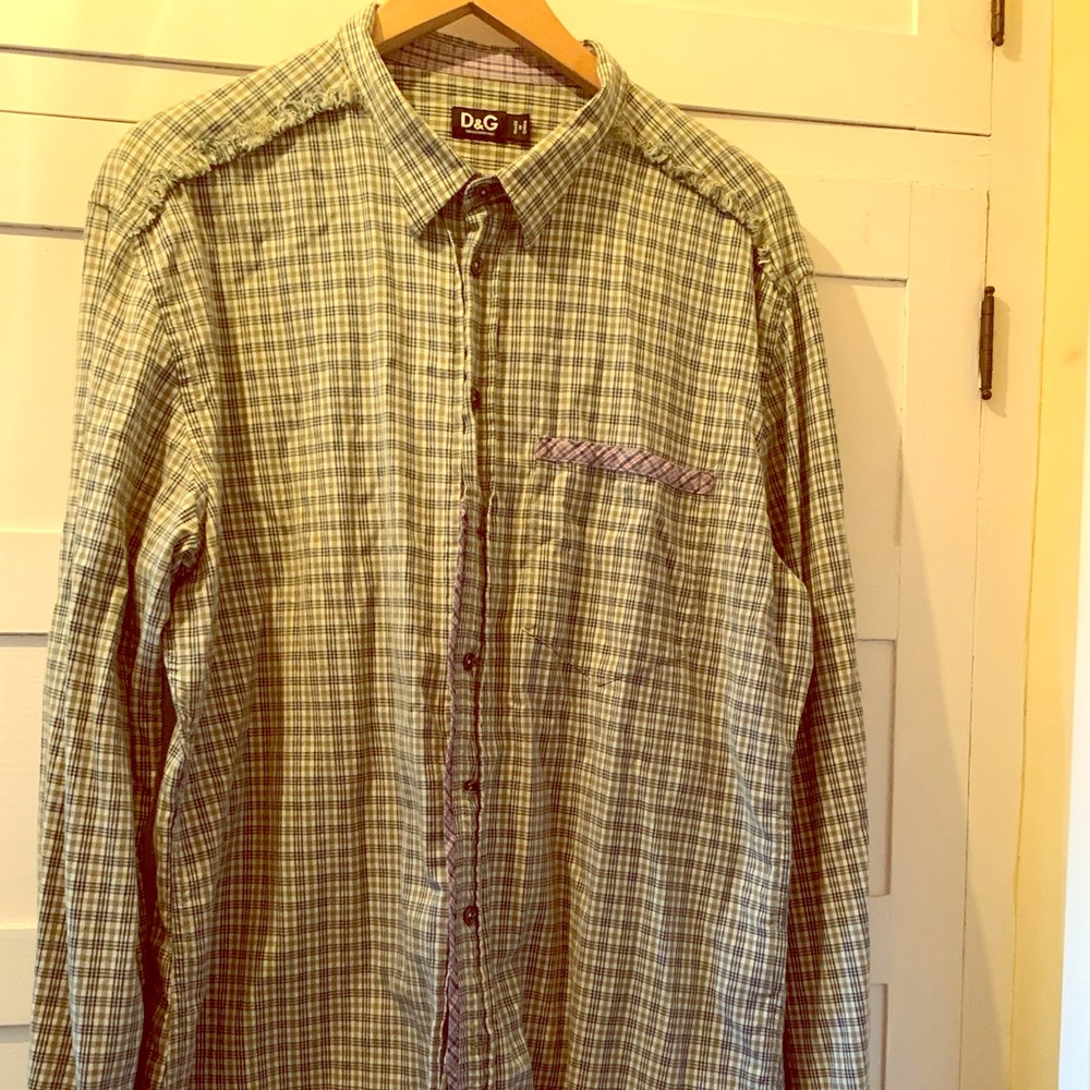 Dolce & Gabana, Green plaid, long-sleeved shirt